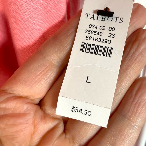T by Talbots T-shirt LARGE Knot Front Coral Yoga Workout Activewear NEW - Picture 3 of 7